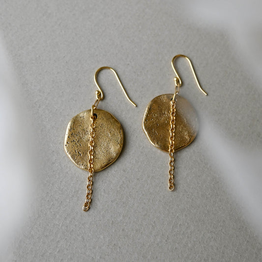 Brenda Wong, Gold-plated Pewter Disc and Chain Earrings