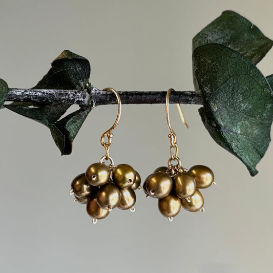 Brenda Wong, Olive Pearl Cluster Earrings