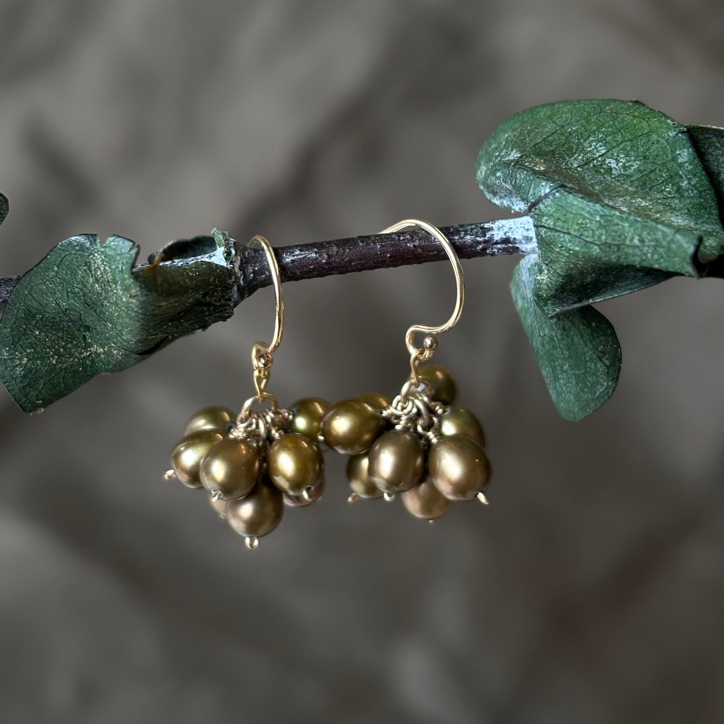 Brenda Wong, Olive Pearl Cluster Earrings