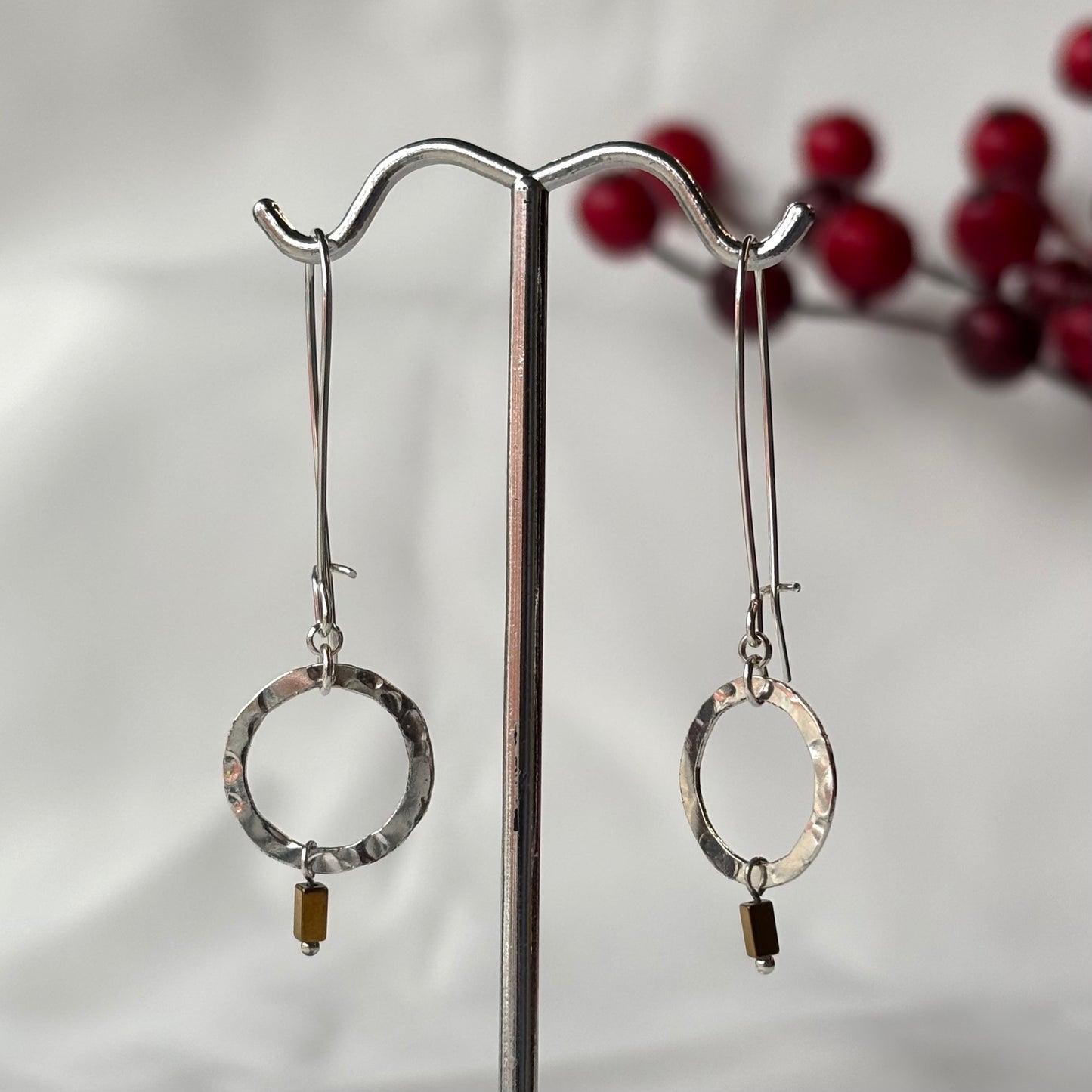 Brenda Wong, Circle with Hematite Bead earrings