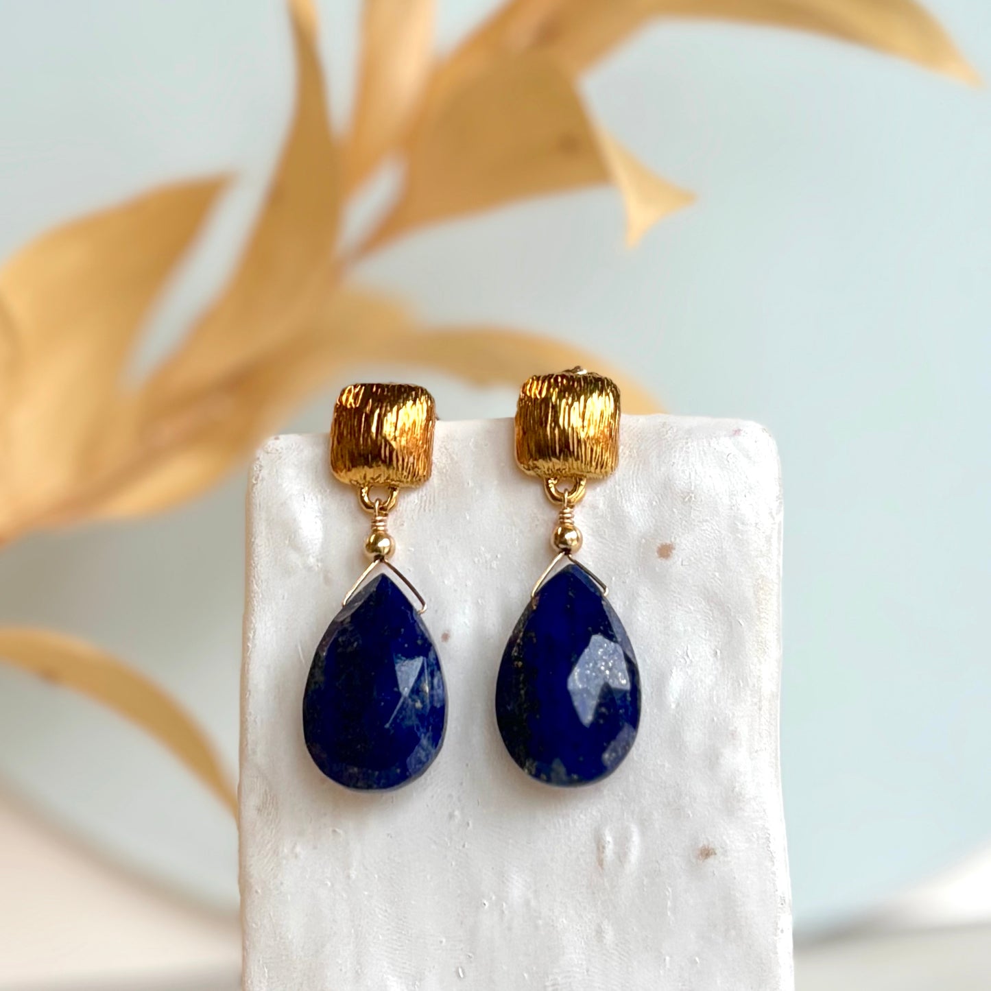 Kathryn Rebecca, Large Cushion Drop Lapis Lazuli Earrings