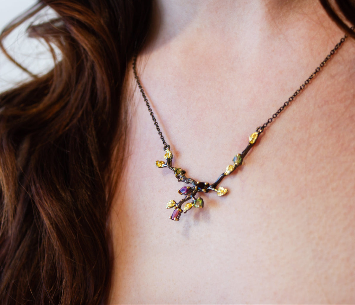 Out Designs, Branching Gemstone Necklace-2