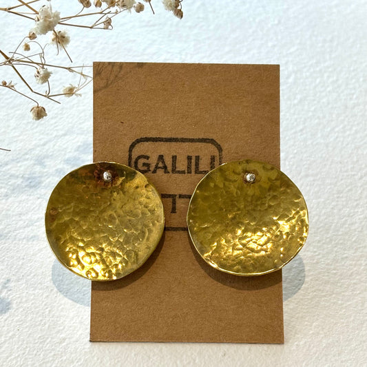 Galili Ellis, Hammered Brass Circle Earrings