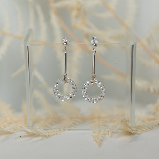 Brenda Wong, Hammered Small Circle on Rod Earrings