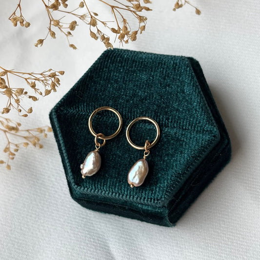 Brenda Wong, Gold Coffee Keishi Pearl Earrings