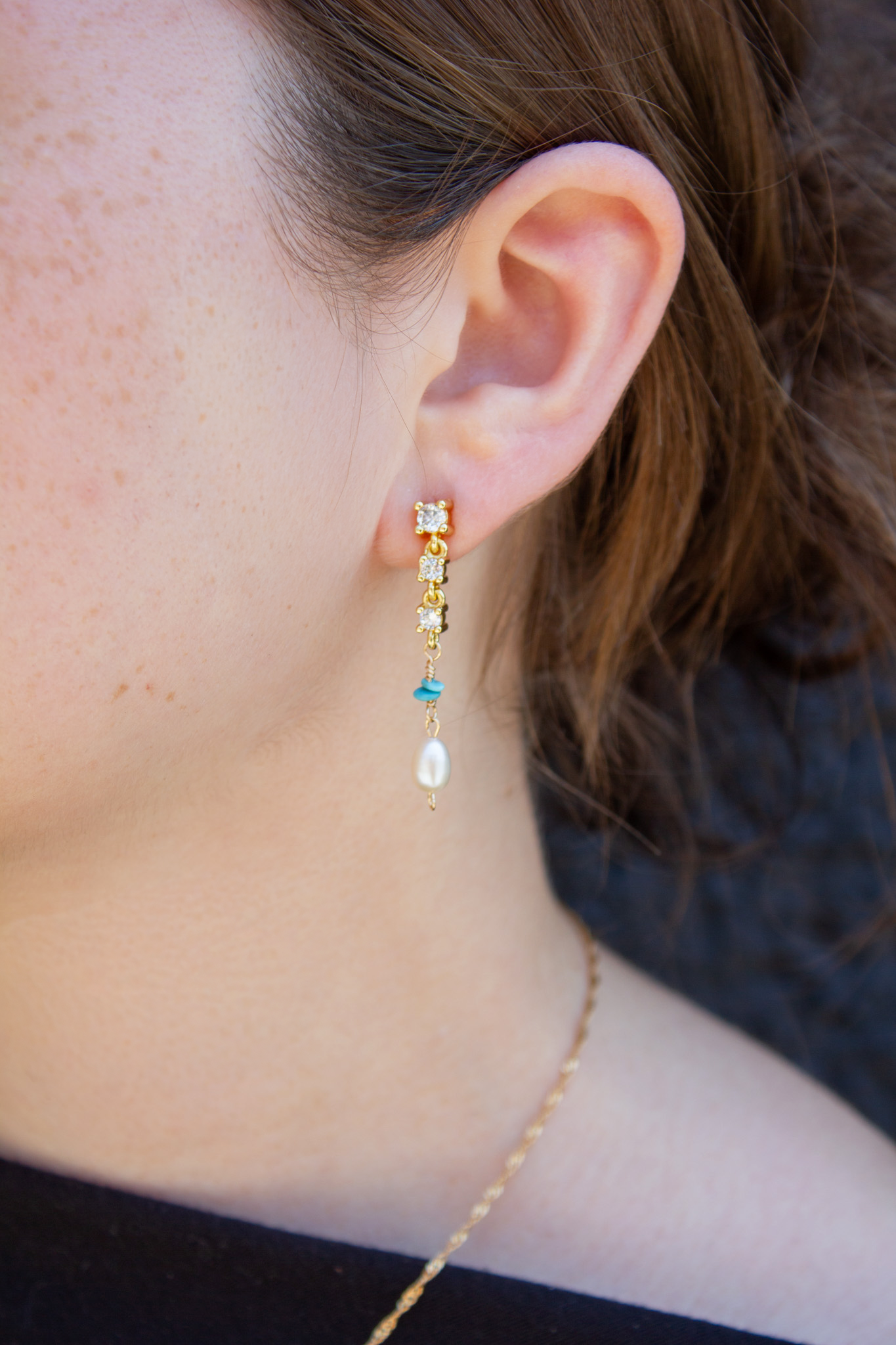 Hailey Jane, Turquoise & Pearl Crystal Earrings