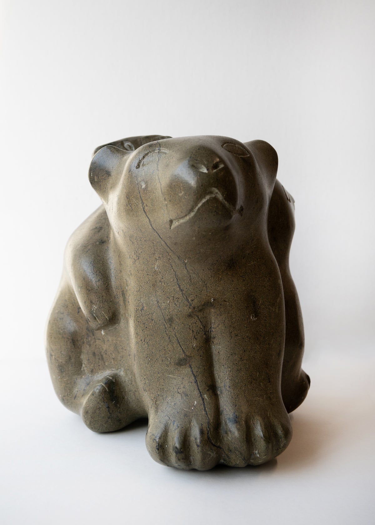 Bear, Cub and Bird, Once-known Inuit Artist (Inuit, Kinngait)-2