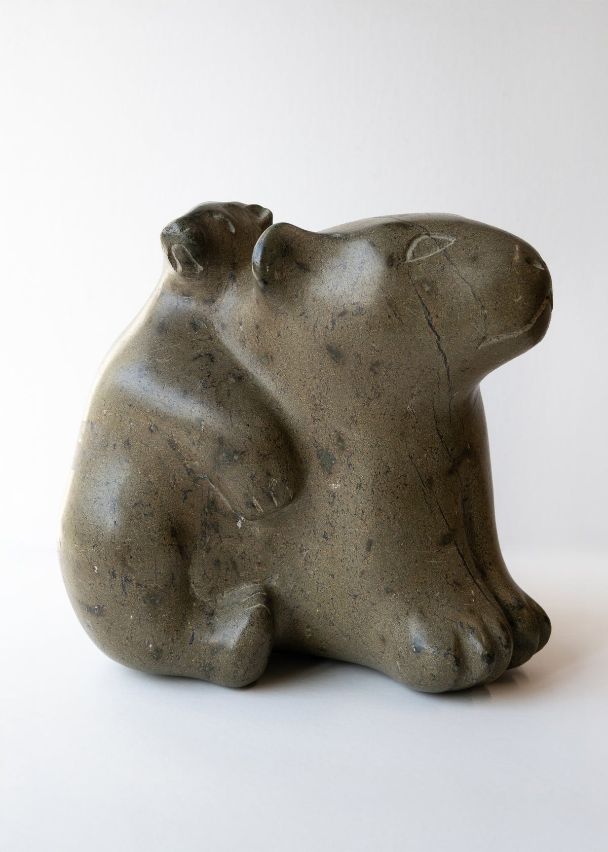 Bear, Cub and Bird, Once-known Inuit Artist (Inuit, Kinngait)-1