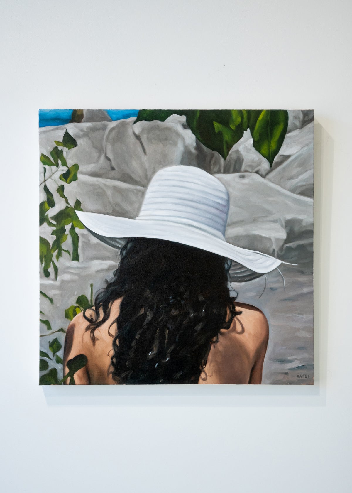 Sandra Manzi, White Beach Hat-2