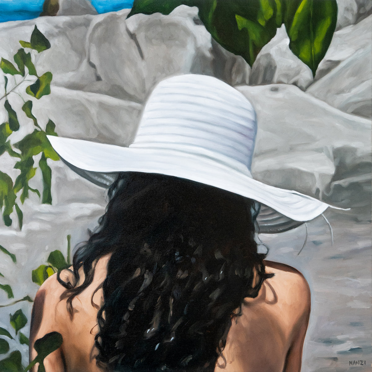 Sandra Manzi, White Beach Hat-1