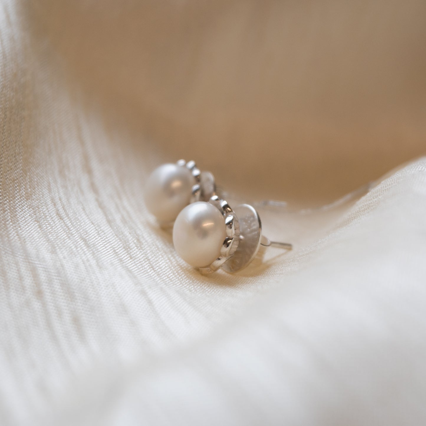 Alexandra Temple, Freshwater Pearl Silver Earrings