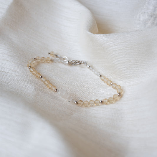 Alexandra Temple, Citrine and Herkimer Quartz Silver Bracelet