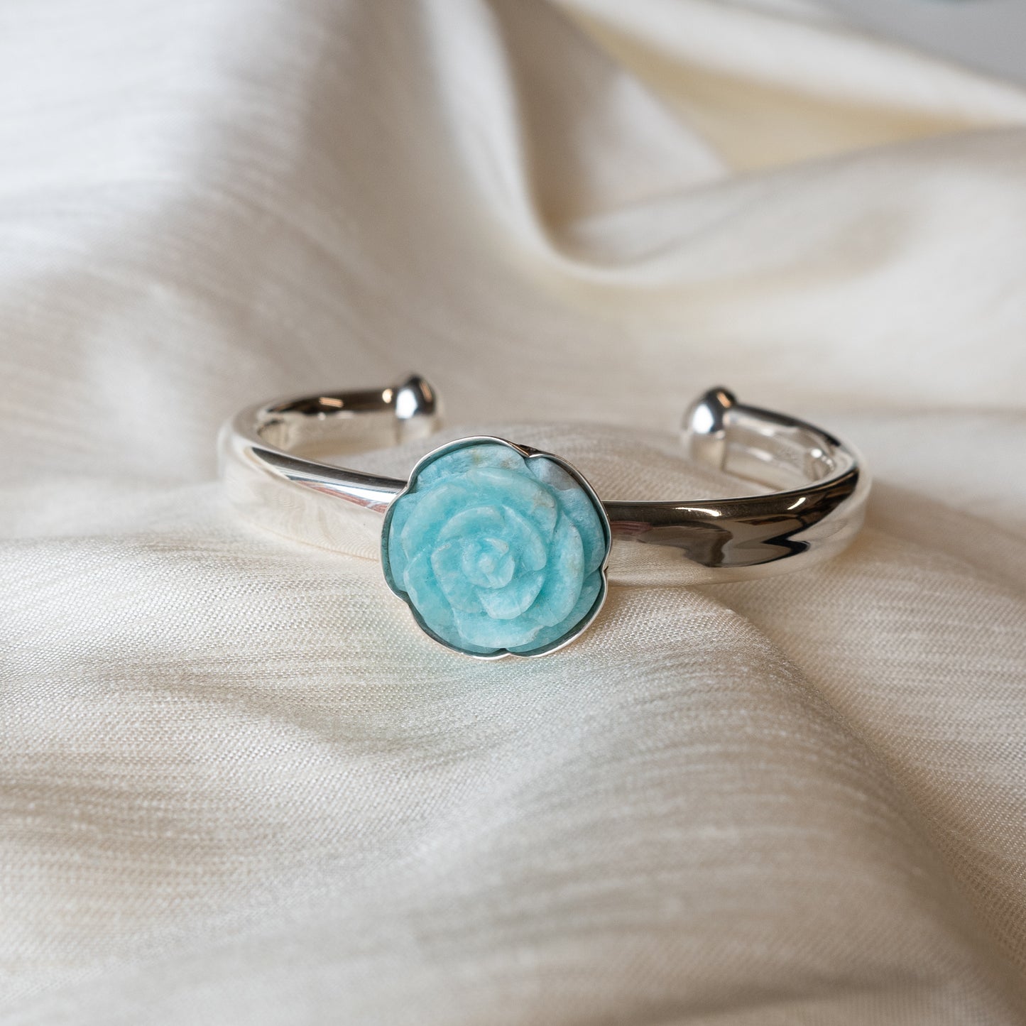 Alexandra Temple, Amazonite Rose Silver Bracelet