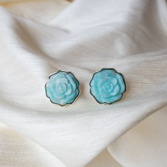 Alexandra Temple, Amazonite Rose Silver Earrings