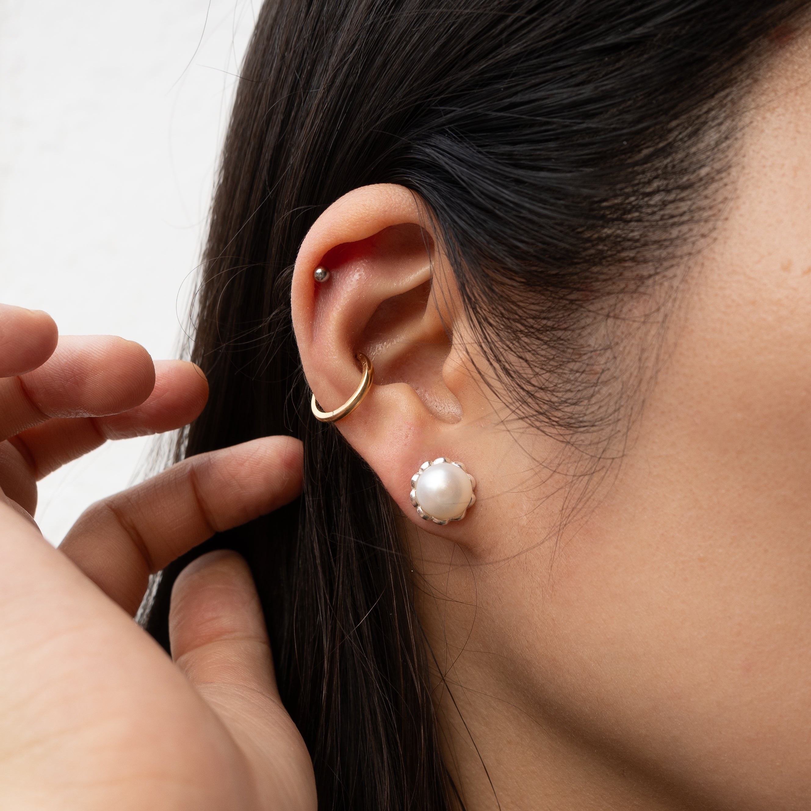 Alexandra Temple, Freshwater Pearl Silver Earrings-3