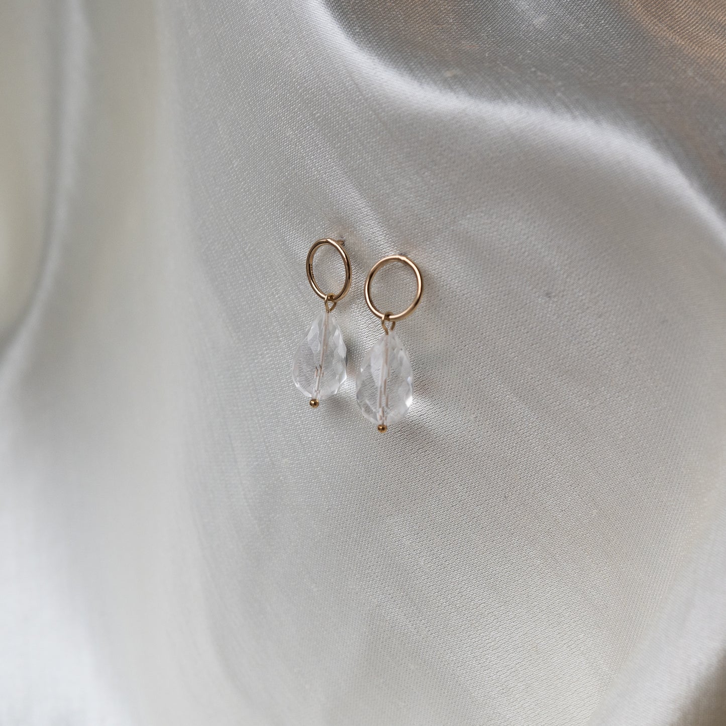 Brenda Wong, Circle Stud with Teardrop Quartz Crystal