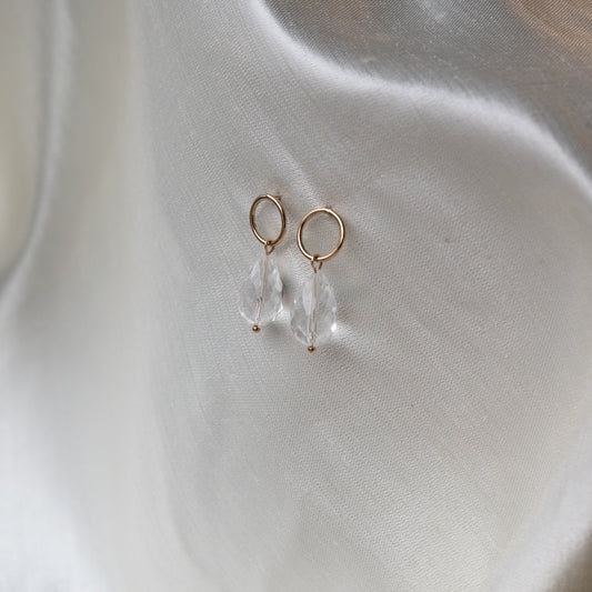 Brenda Wong, Circle Stud with Teardrop Quartz Crystal