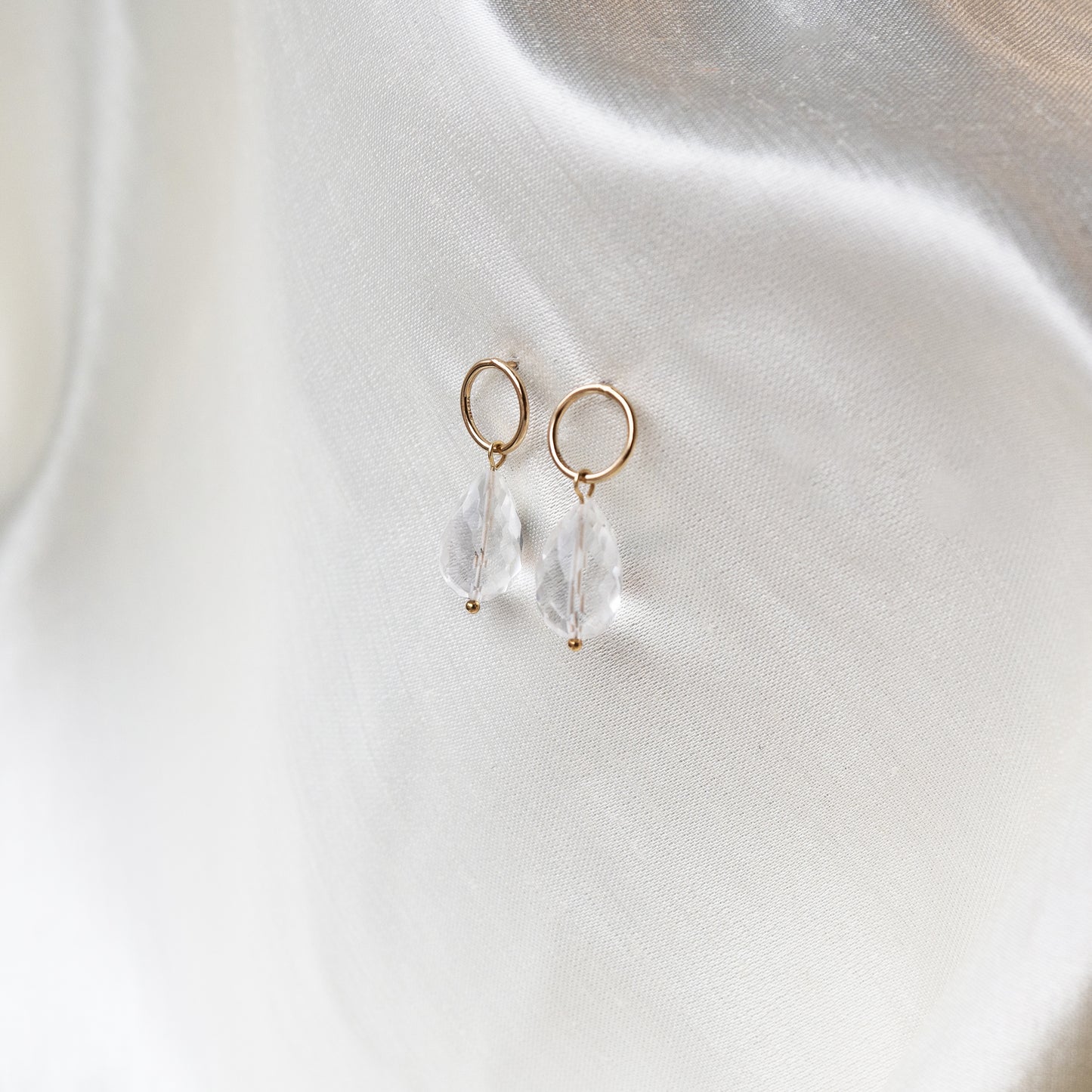 Brenda Wong, Circle Stud with Teardrop Quartz Crystal