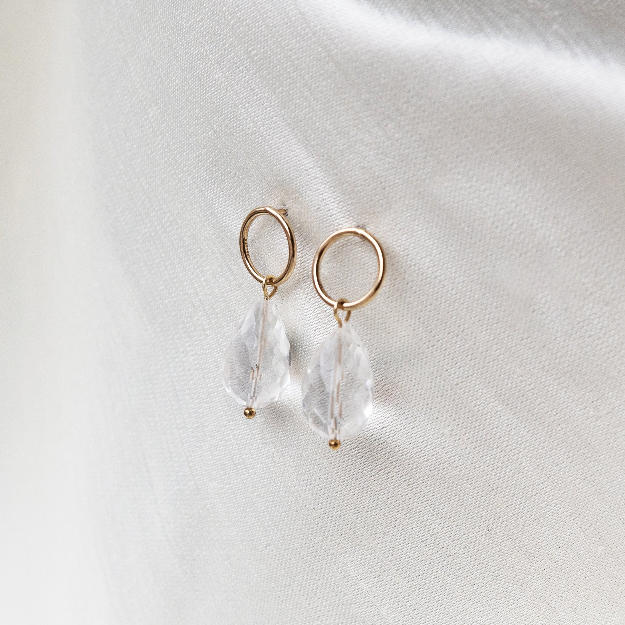 Brenda Wong, Circle Stud with Teardrop Quartz Crystal