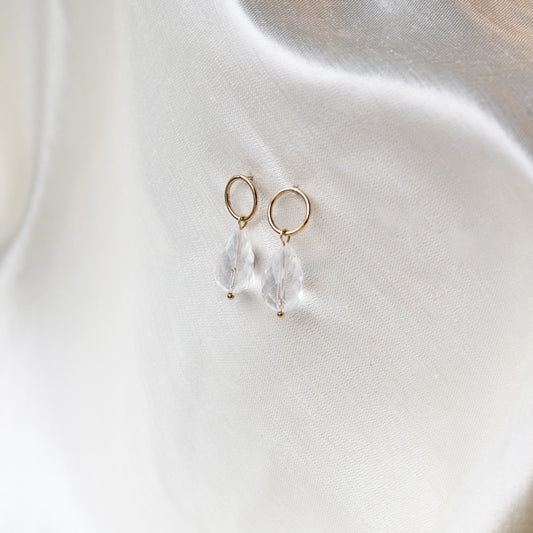 Brenda Wong, Circle Stud with Teardrop Quartz Crystal