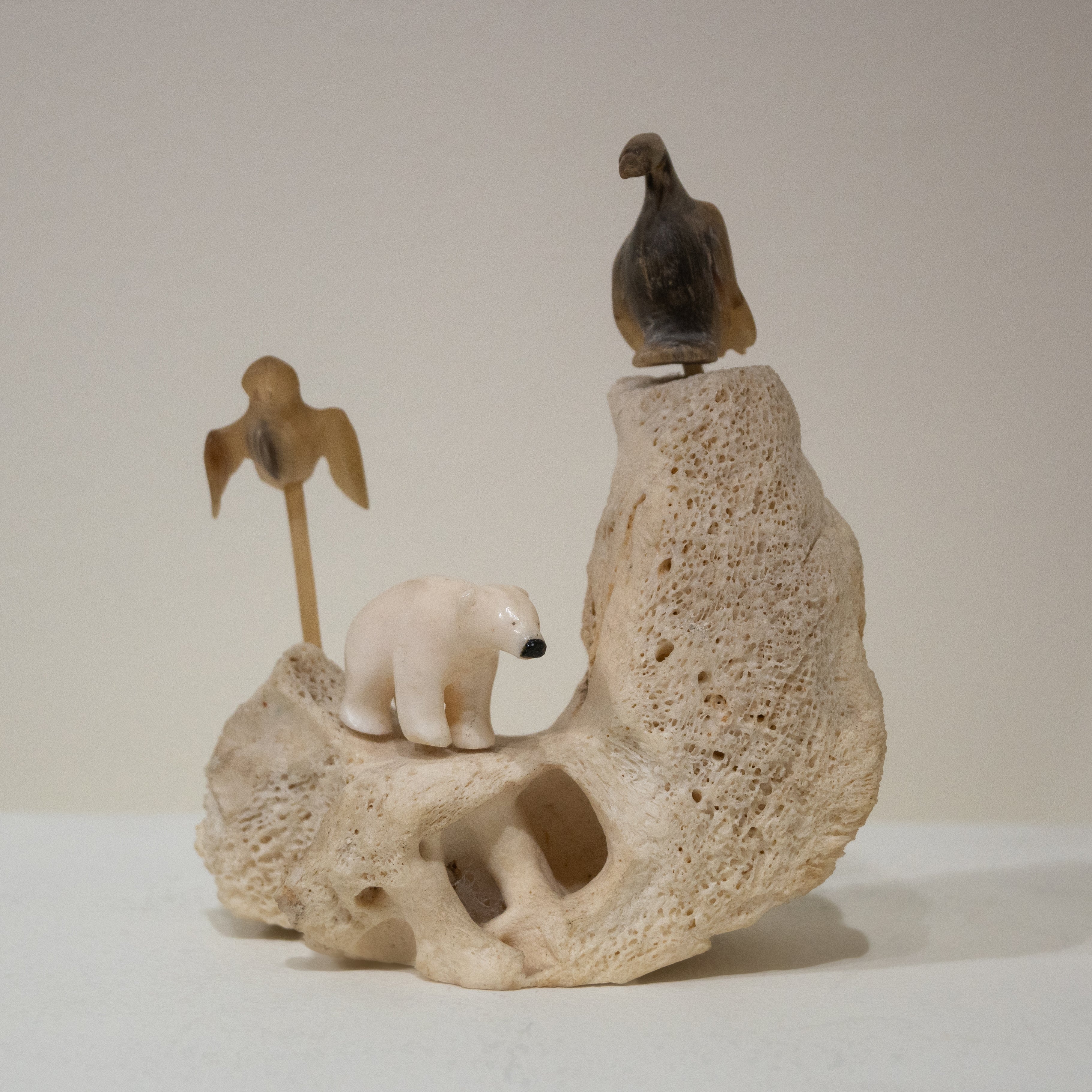 Unidentified Inuit Artist, Composition of bear with birds