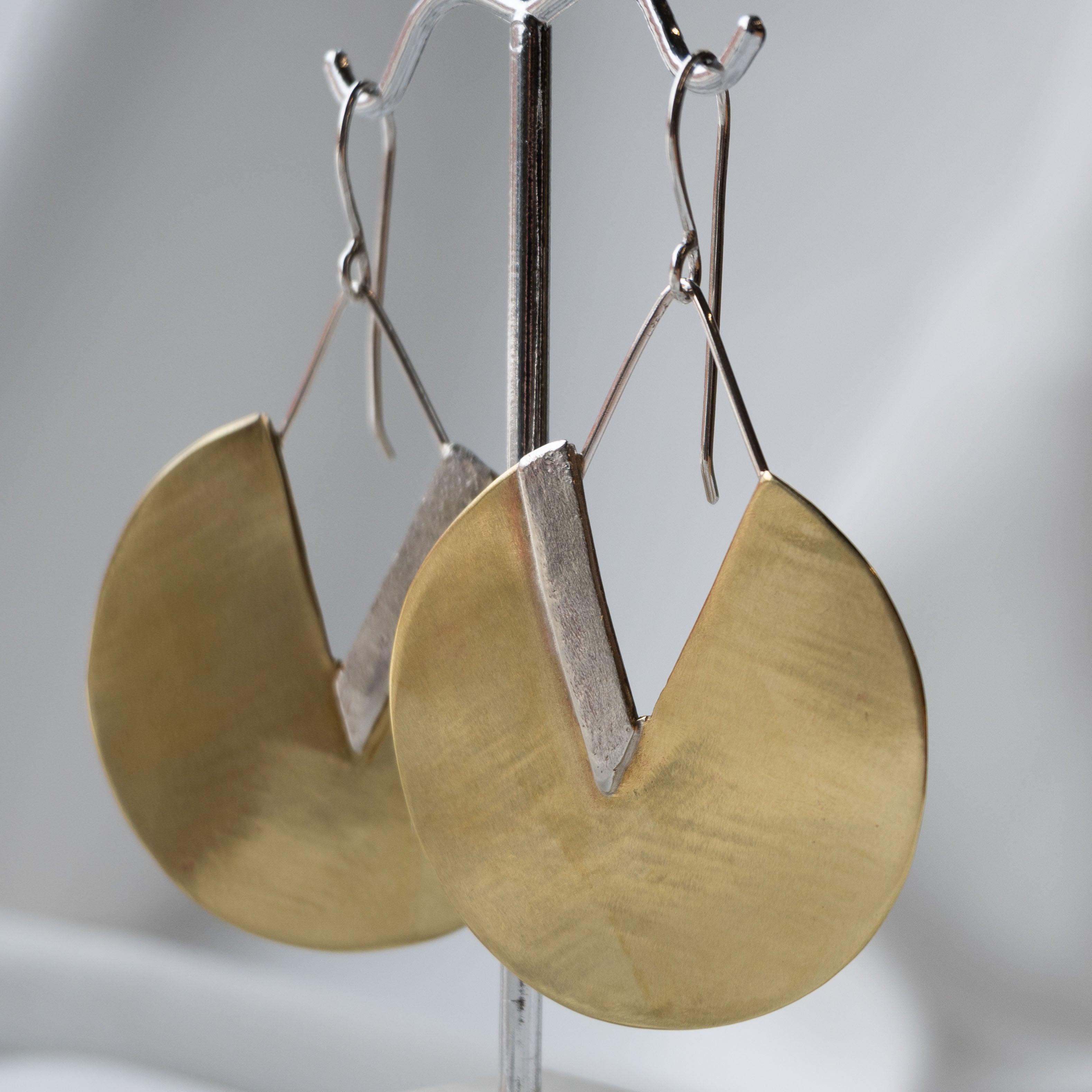 Galili Ellis, Brass and Silver Appliqué Split-Circle Earrings