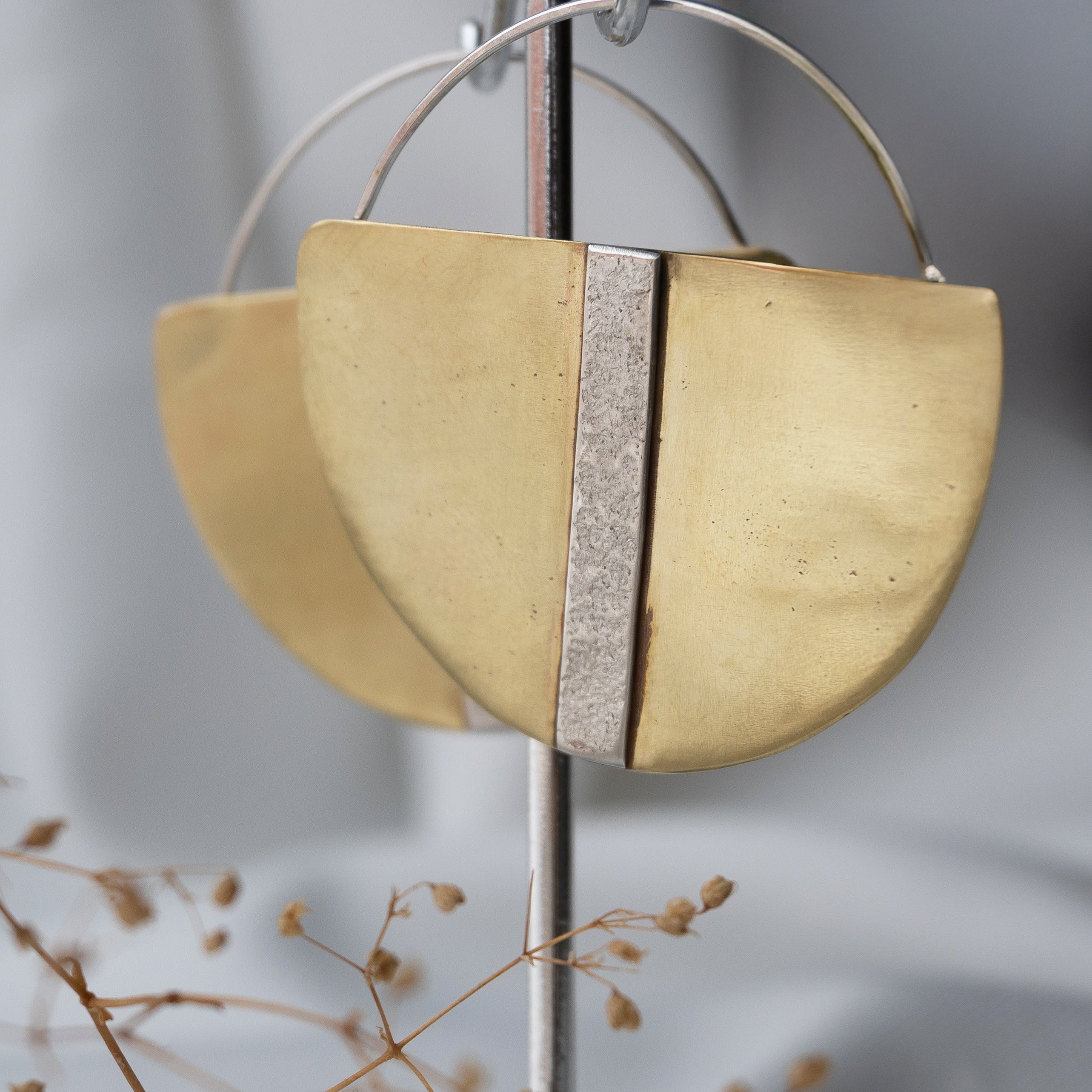 Galili Ellis, Side-Facing Brass Half-Crescent Earrings