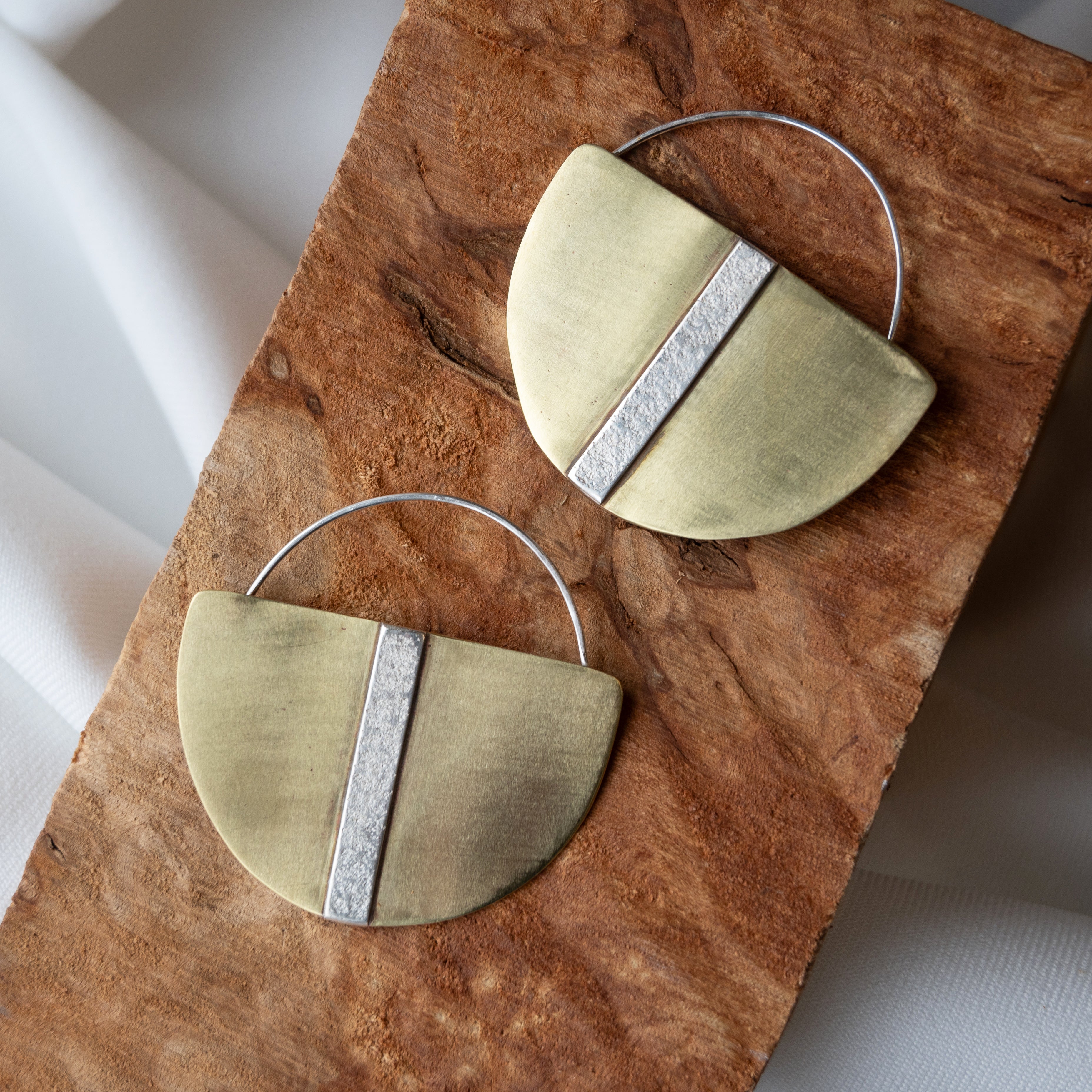 Galili Ellis, Side-Facing Brass Half-Crescent Earrings