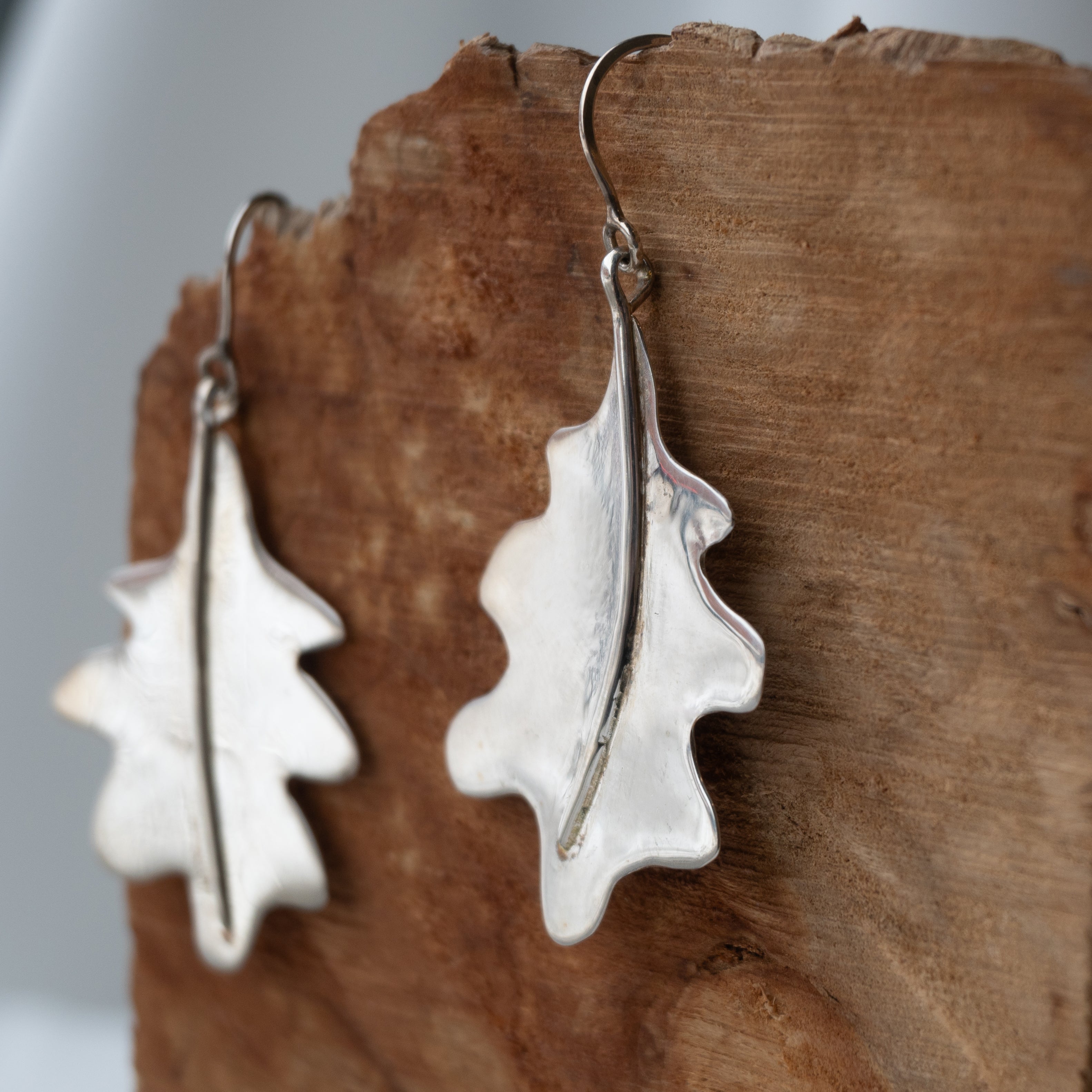 Galili Ellis, Silver Oak Leaf Earrings