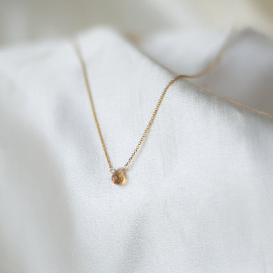 Kathryn Rebecca, Citrine Briolette Gold Necklace