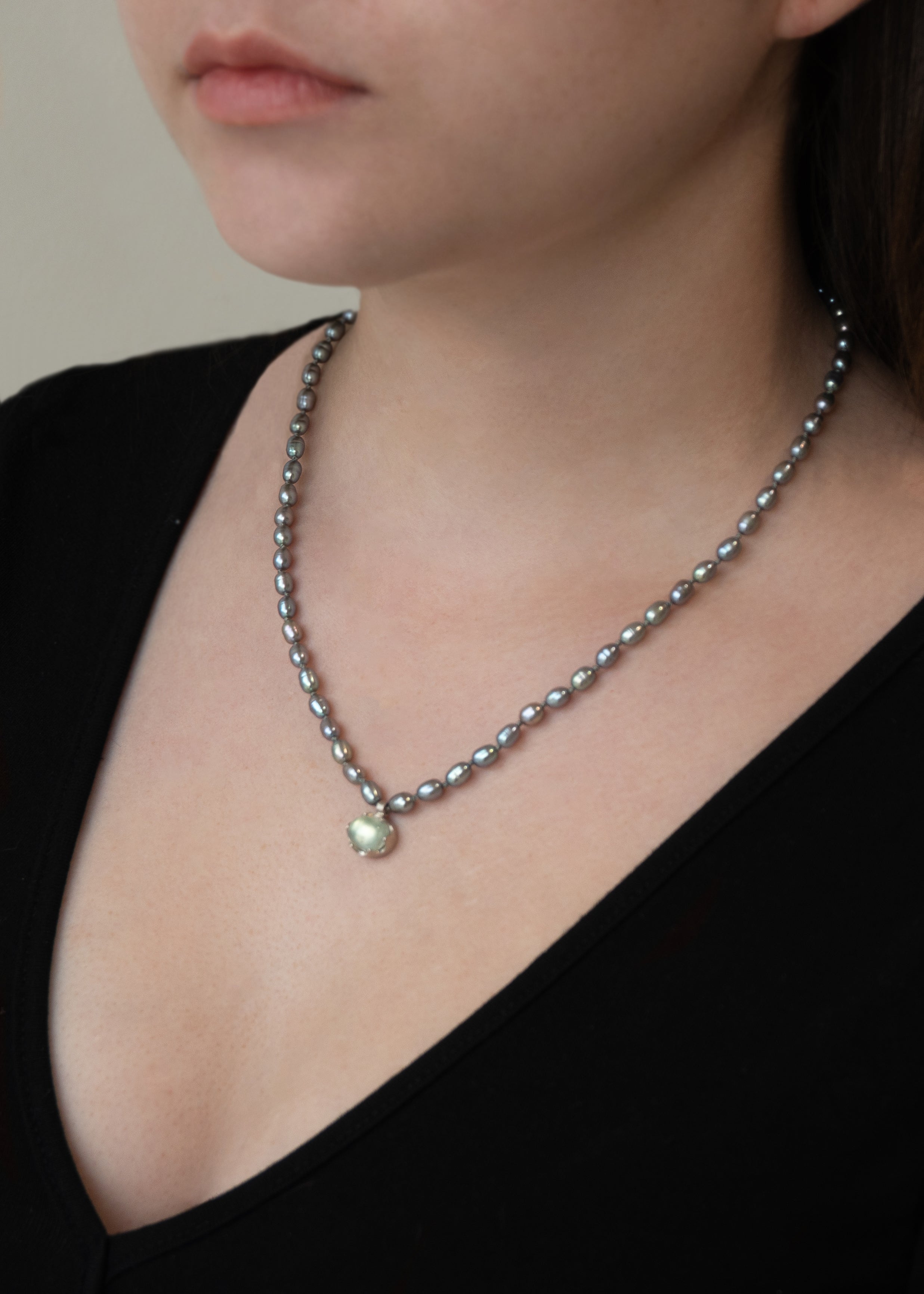Andrea Mueller, Pearl and Prehnite Necklace