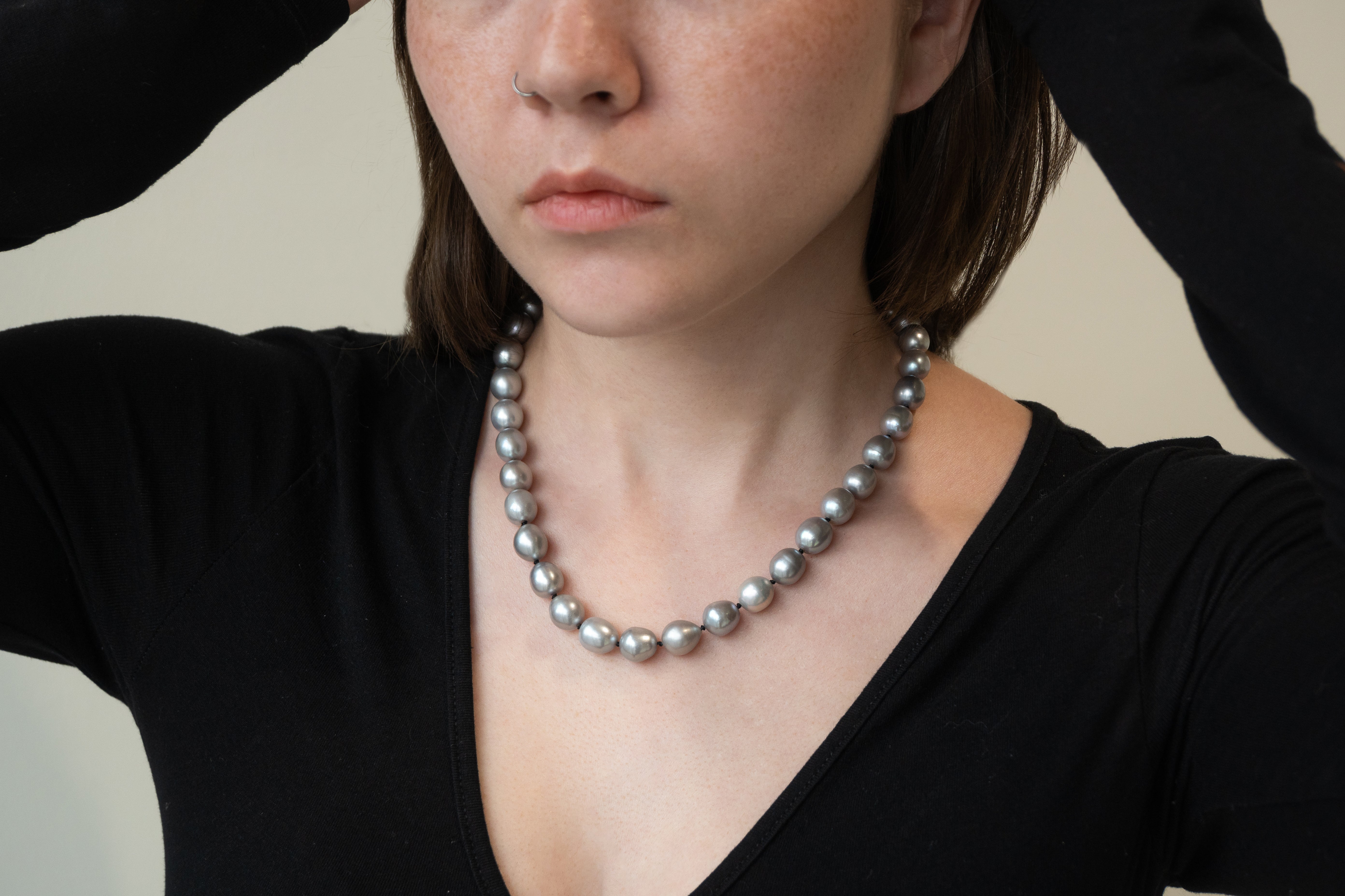 Andrea Mueller, Grey Pearl Necklace-2