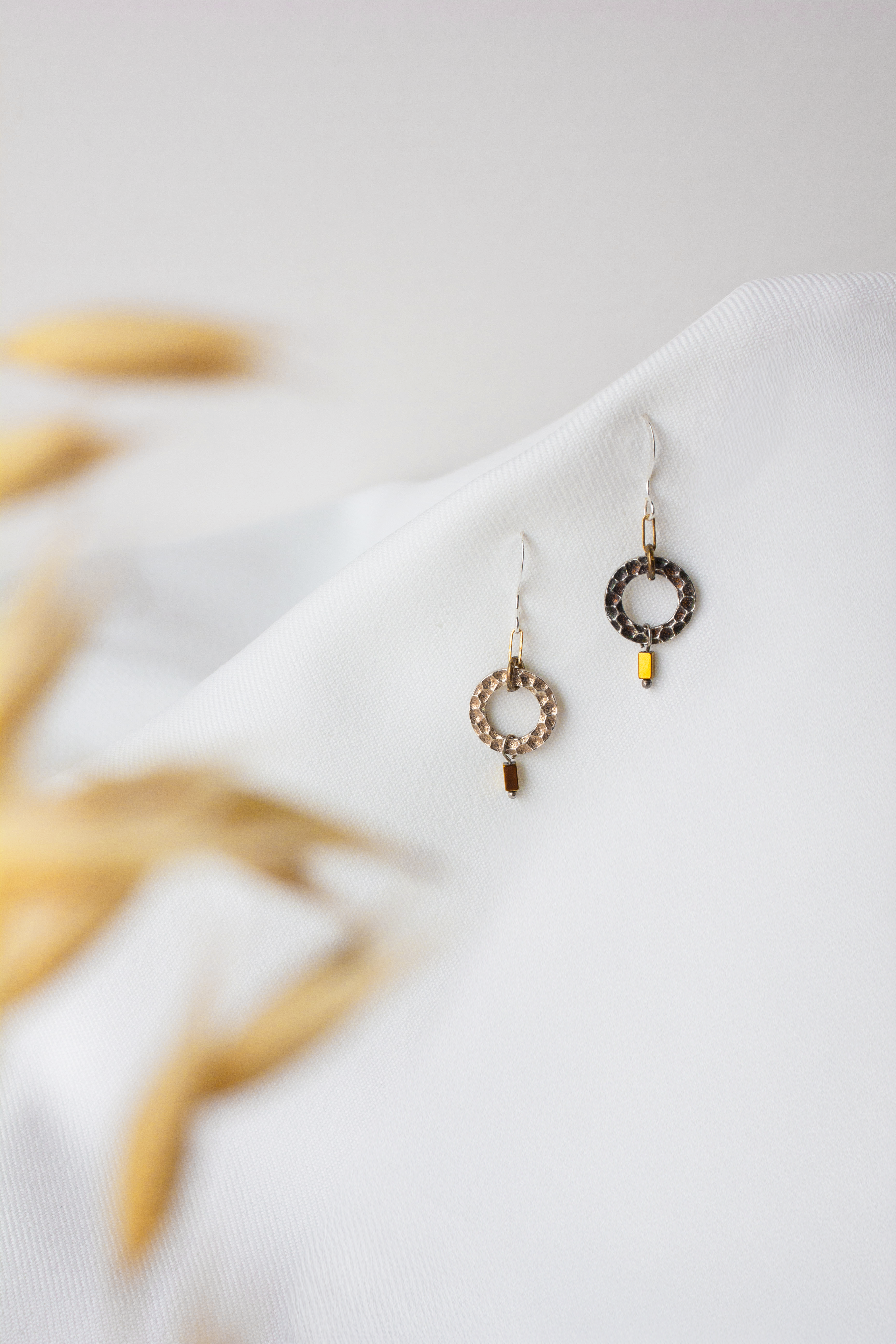 Brenda Wong, Dimpled Circle and Bead Earrings-2