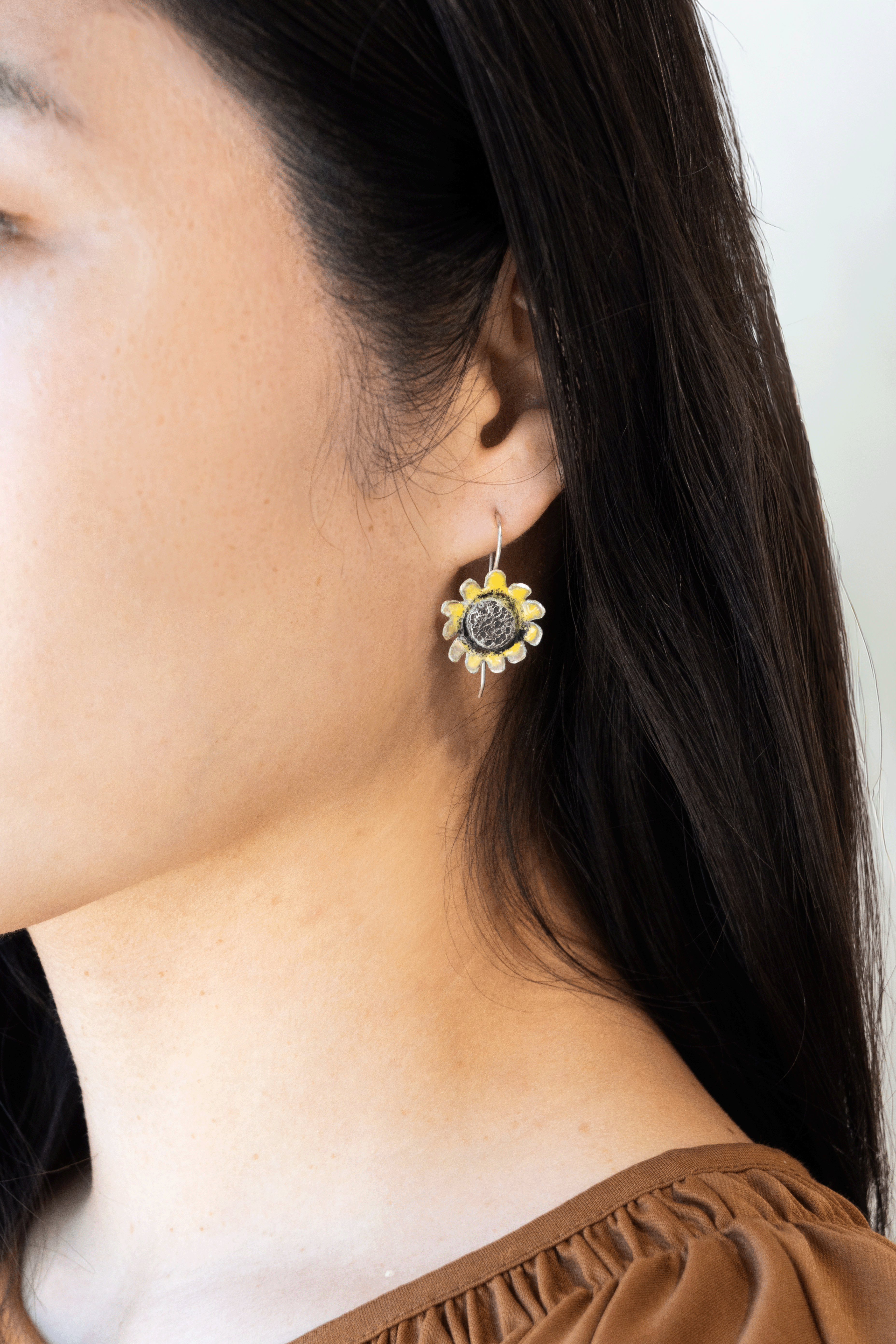 Galili Ellis, Enamel Sunflower Earrings-2