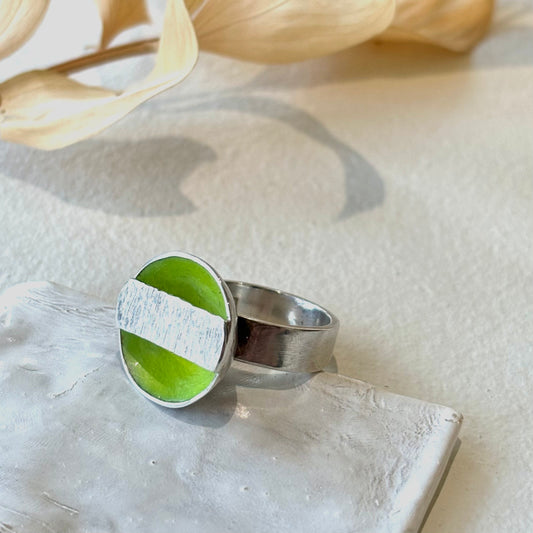 Galili Ellis, Lime Green Enamel Circle Ring