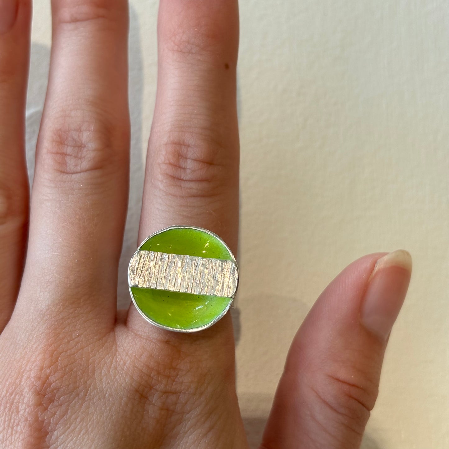 Galili Ellis, Lime Green Enamel Circle Ring