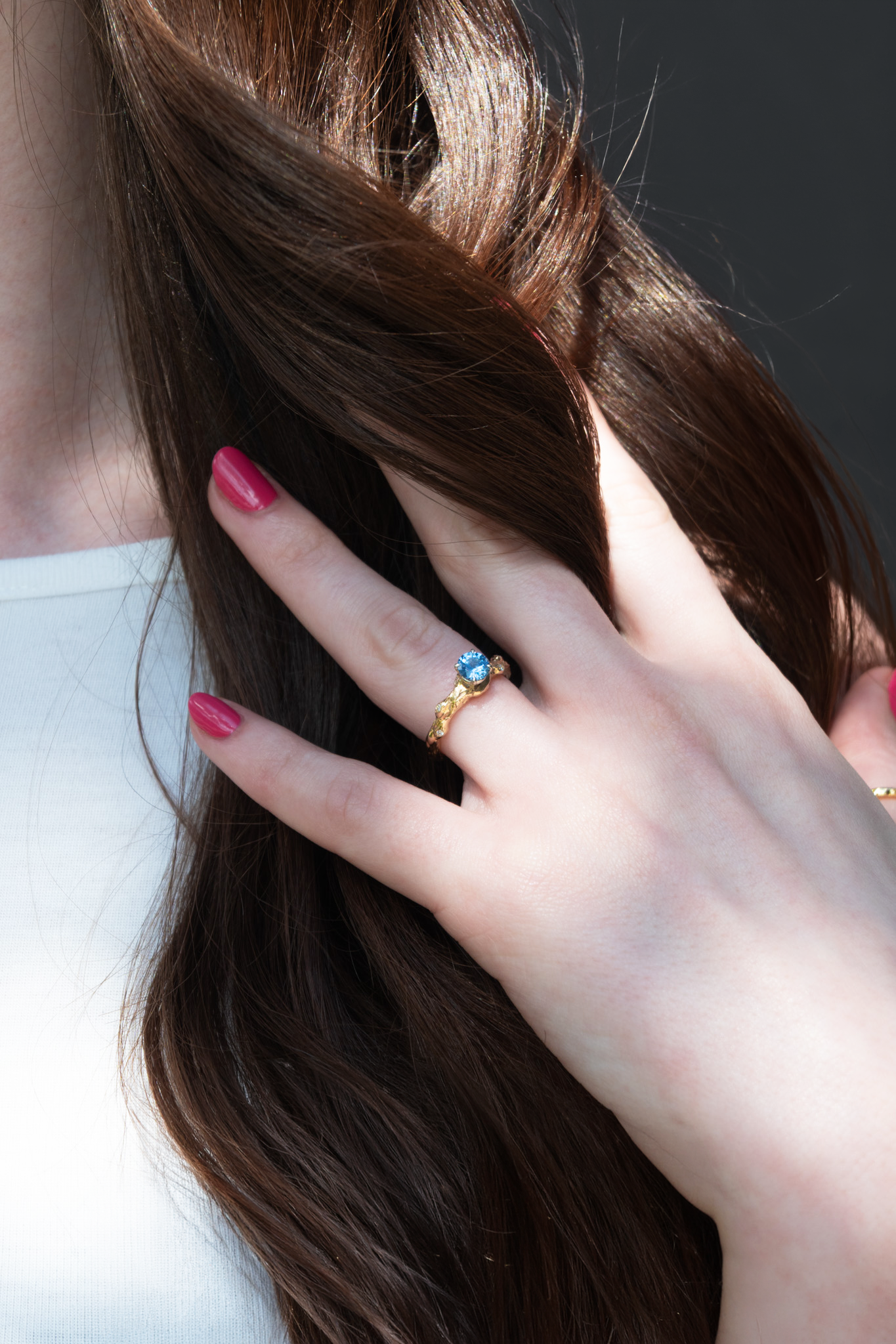 Kathryn Rebecca, Cornflower Blue Knotted Branch Ring