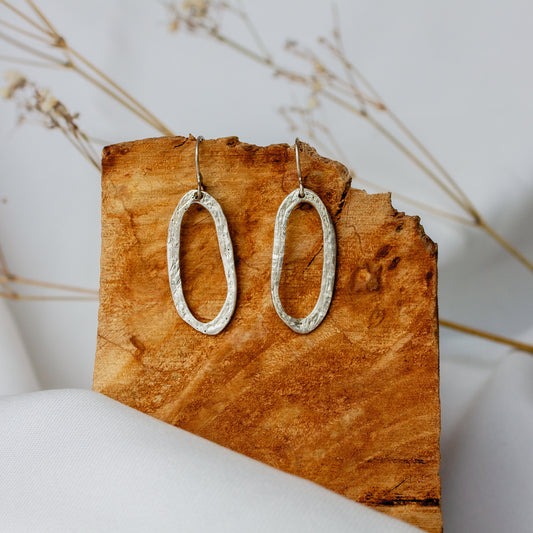 Galili Ellis, Hammered Thin Oval Closed Shape Earrings