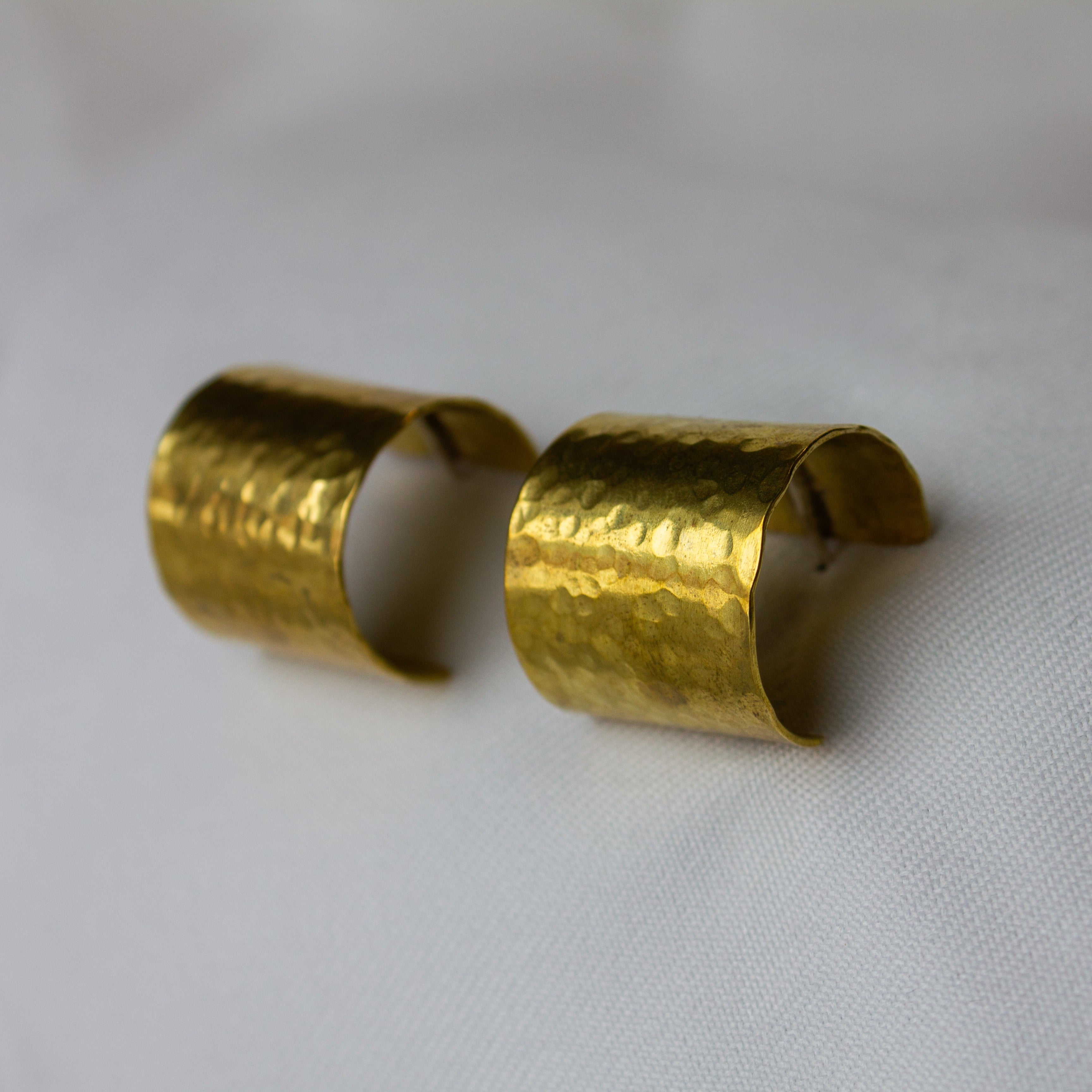 Galili Ellis, Hammered Brass Open Hoop Earrings