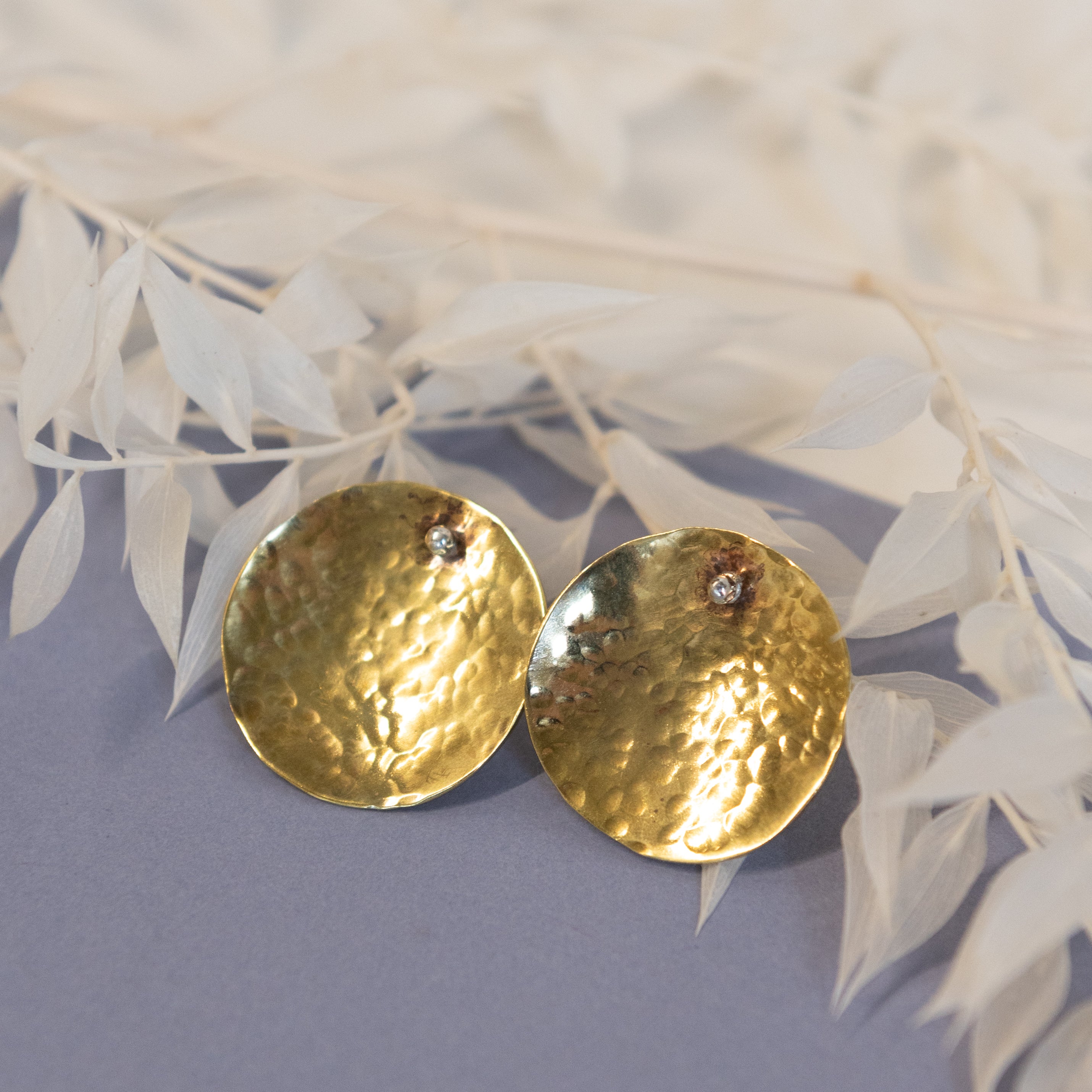 Galili Ellis, Hammered Brass Circle Earrings
