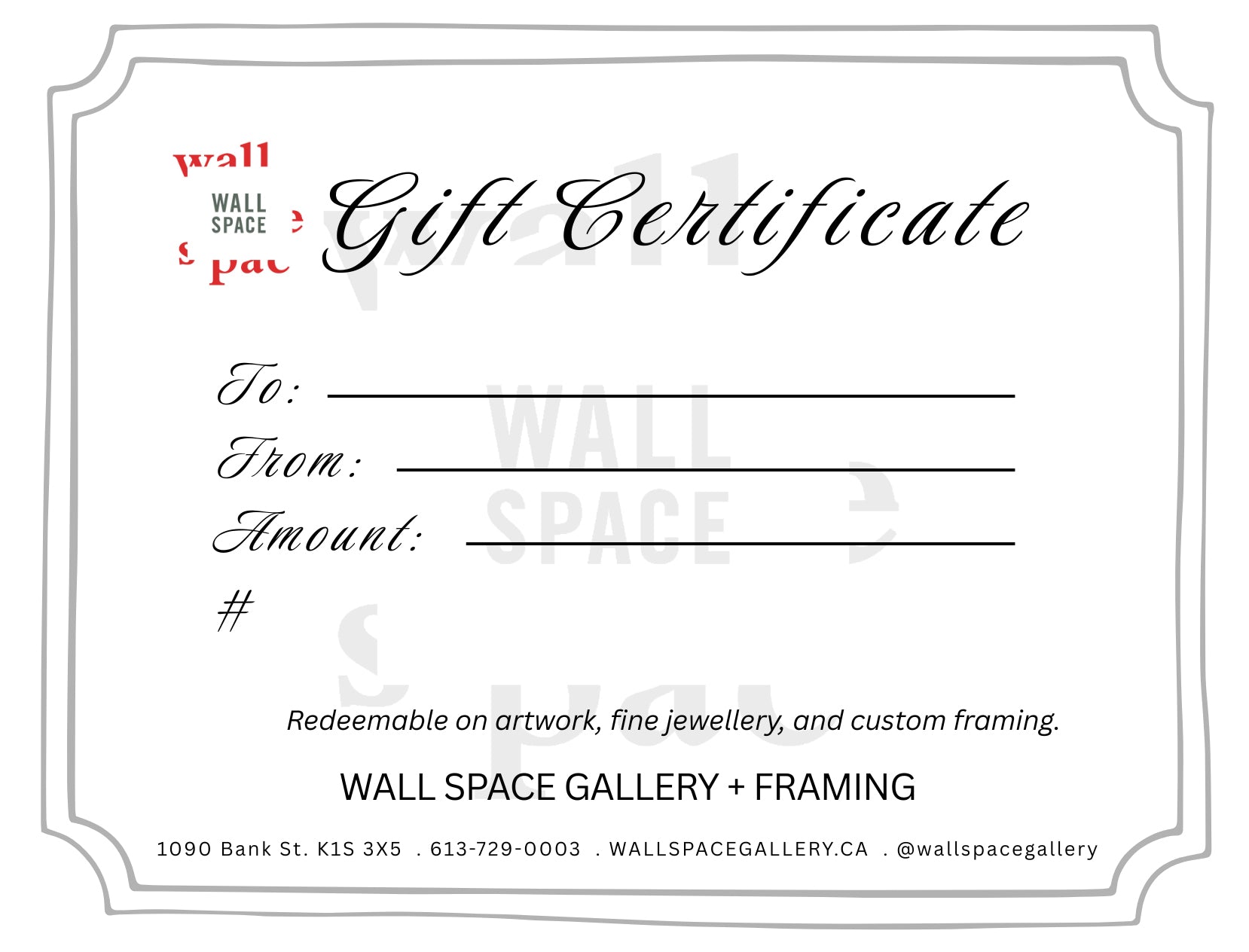 WALL SPACE GALLERY + FRAMING Gift card-1