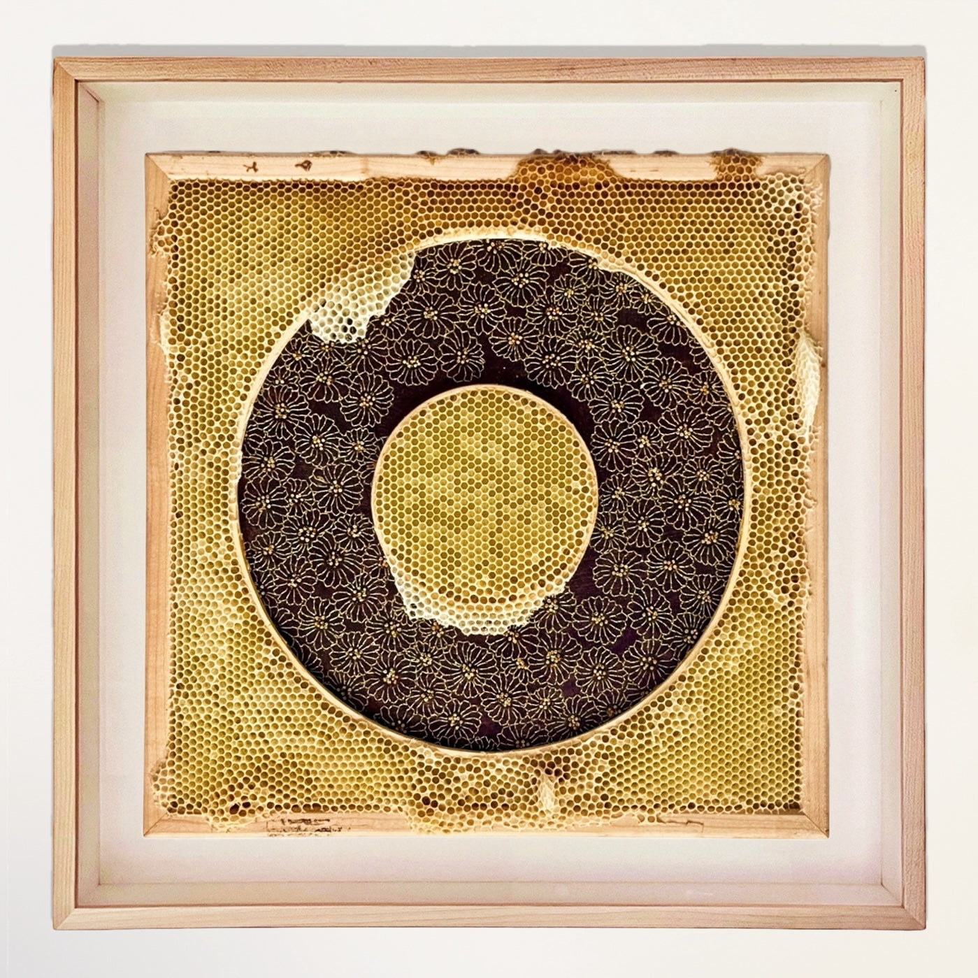 Ava Roth, Gold Flowers, Embroidered