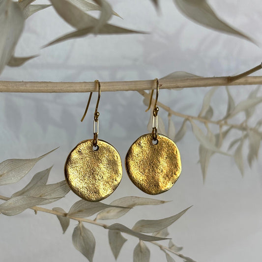 Brenda Wong, Gold Pewter Disc Earrings