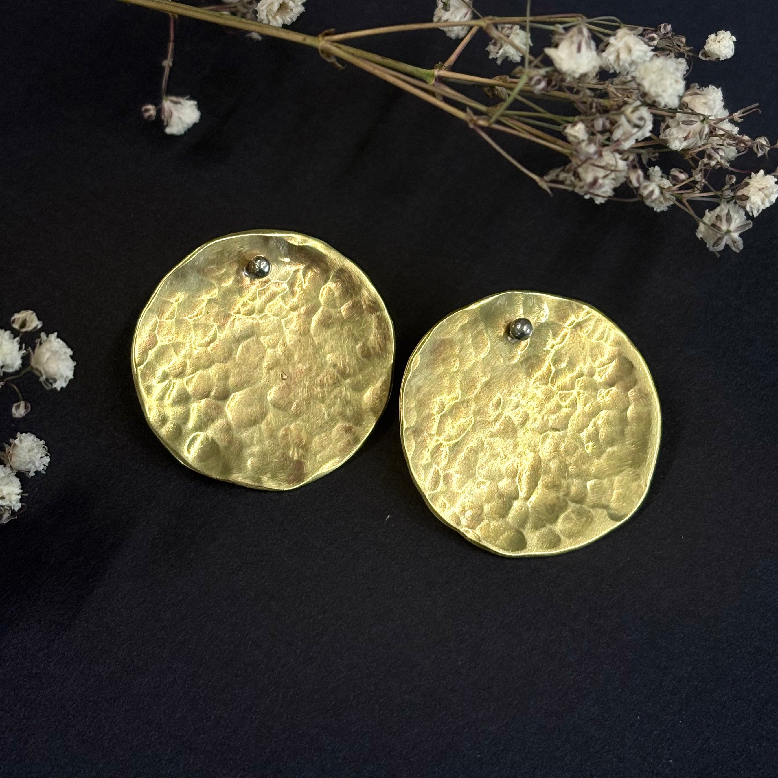 Galili Ellis, Hammered Brass Circle Earrings