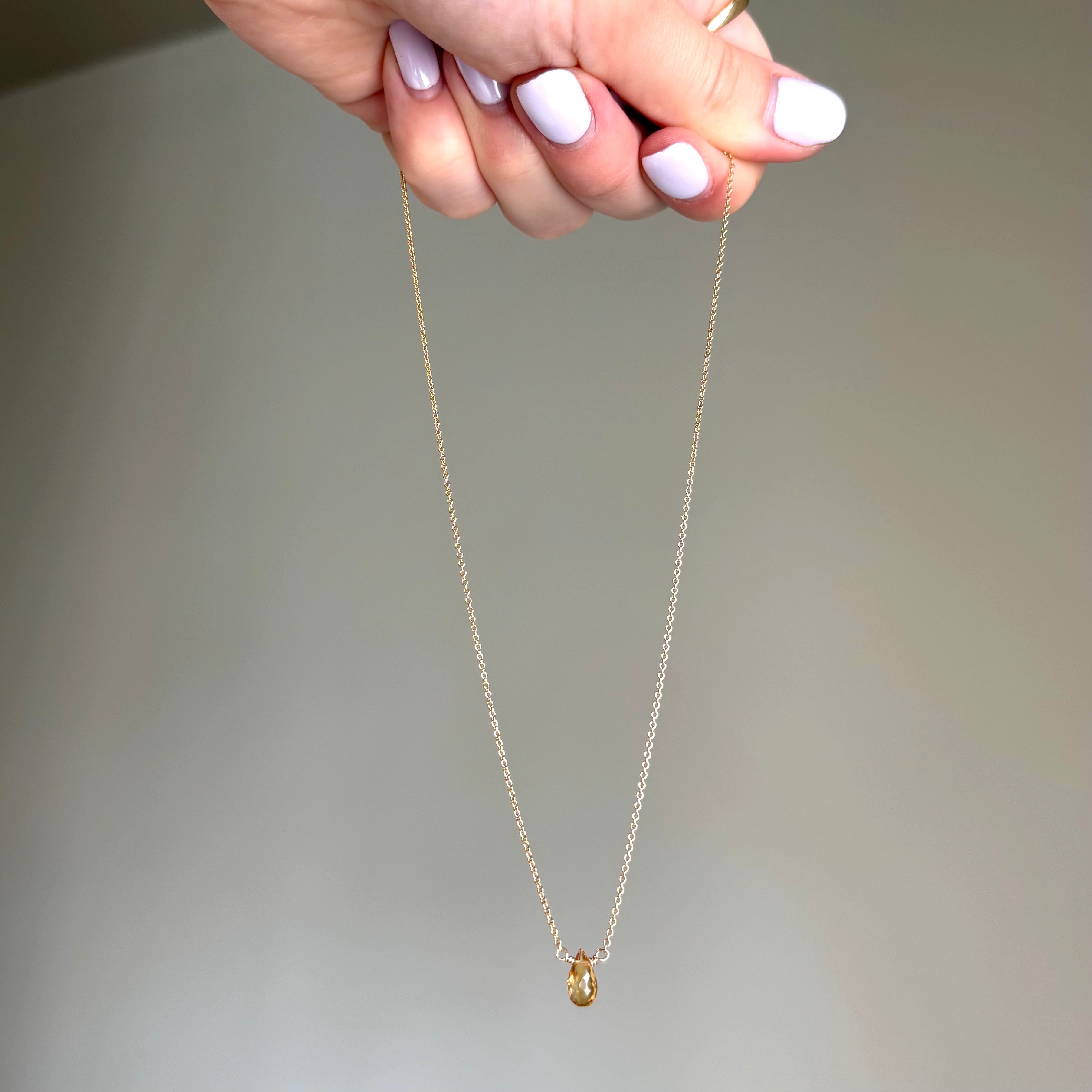 Kathryn Rebecca, Citrine Briolette Gold Necklace-4