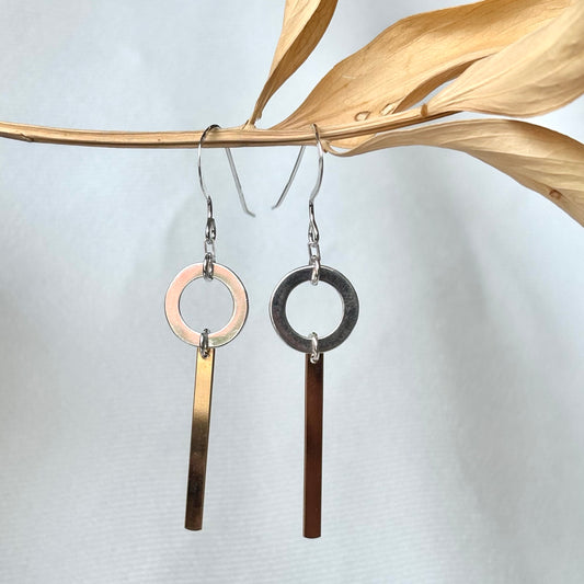 Brenda Wong, Silver and Gold Circle Earrings