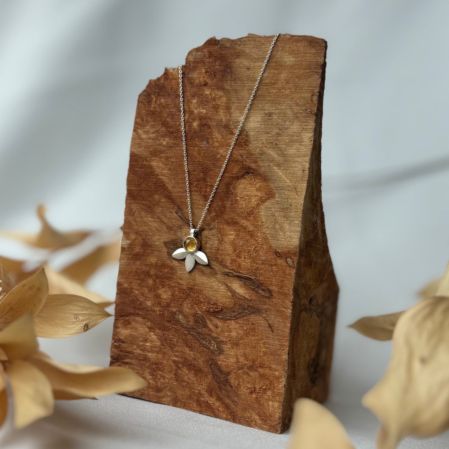 Andrea Mueller, Tri-leaf Necklace with Gems