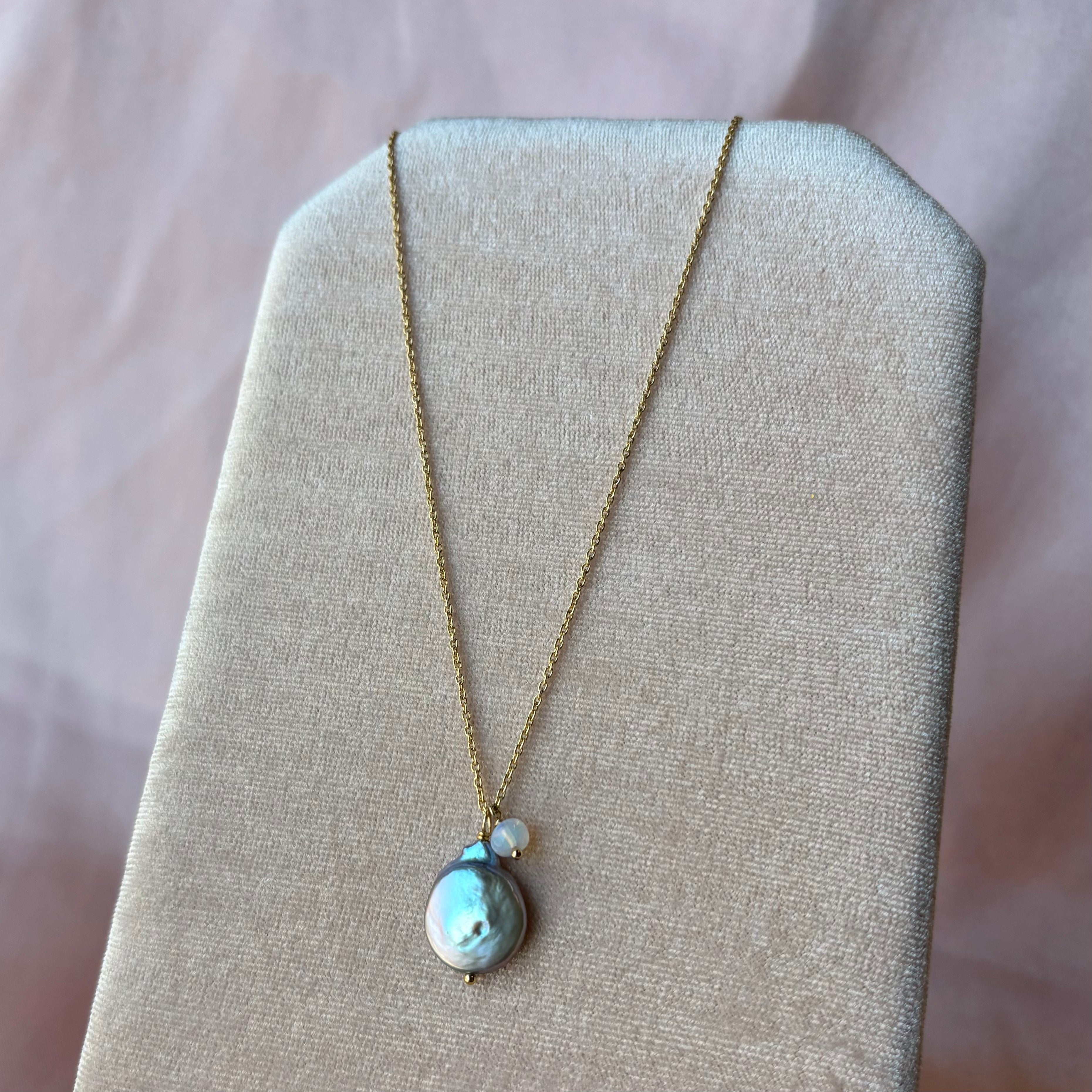 Kathryn Rebecca, Found Jewel Pearl and Opal Gold Necklace