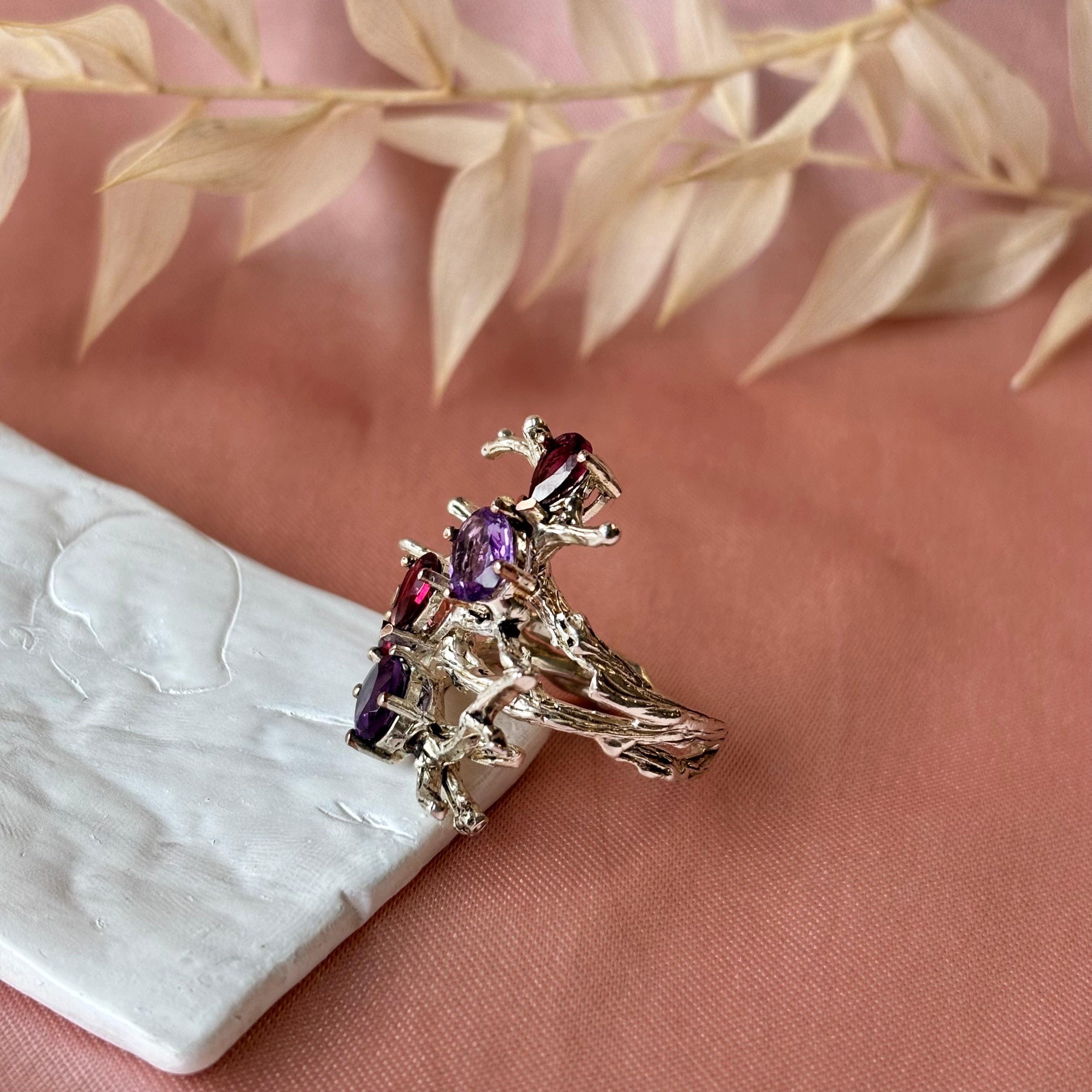 Out Designs, Gemstones Entangled in Coral Ring-3