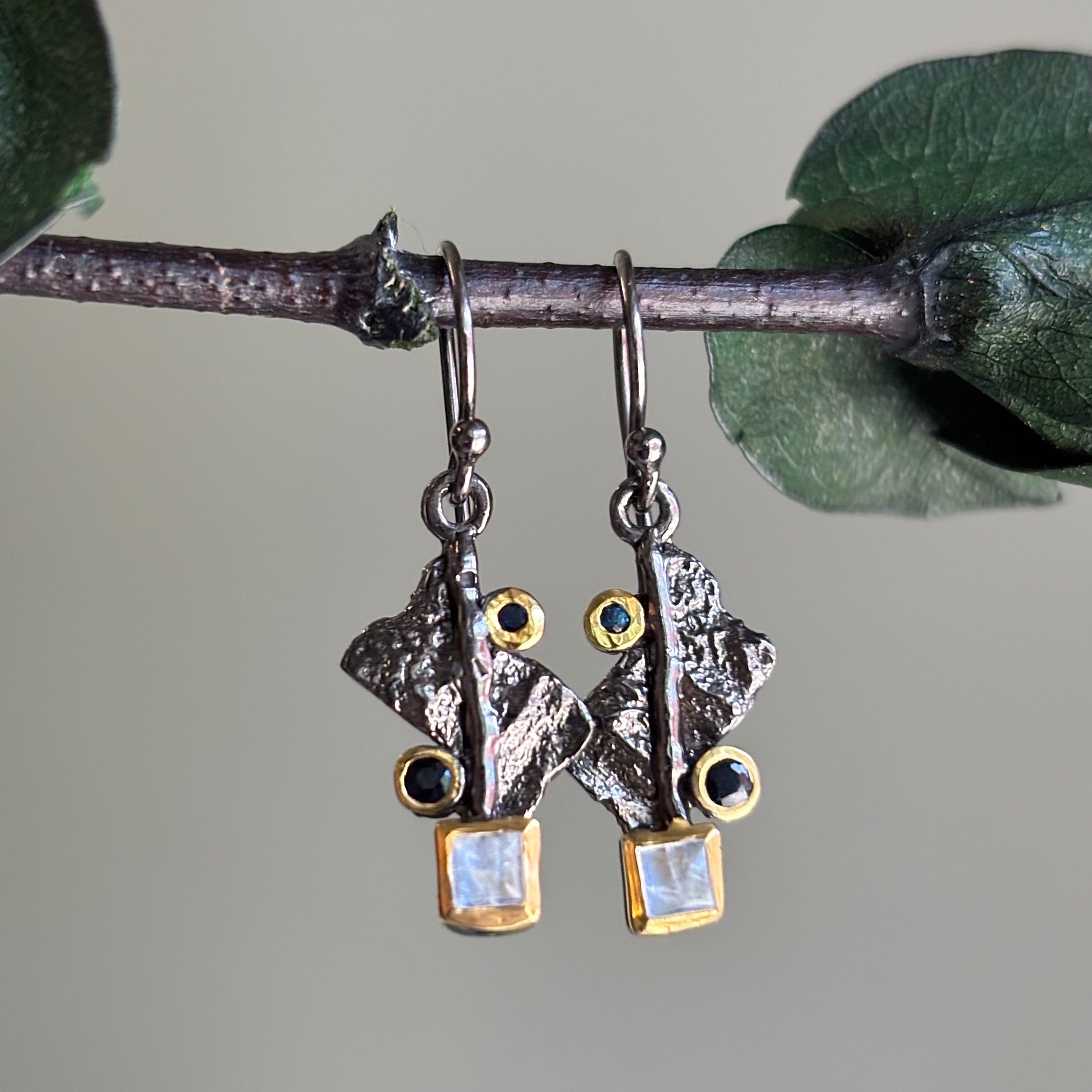 Out Designs, Moonstone Square Drop Earrings